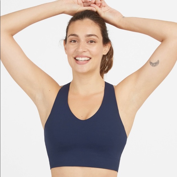 SPANX Longline Medium Impact Sports Bra Navy Size Small - Picture 1 of 7
